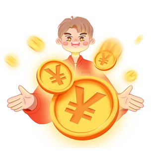 金融理财暴发户金币发财卡通人物