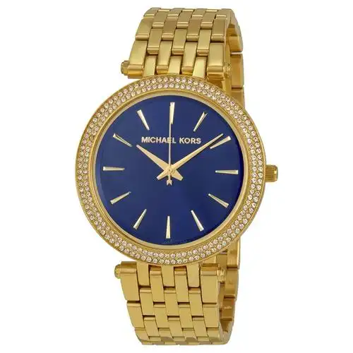 jomashop michael kors darci blue dial gold-tone ladies watch mk