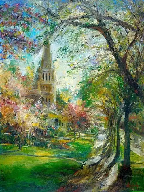 美国印象派画家斯蒂芬查尔斯肖特奇漂亮的浪漫印象派油画作品赏析