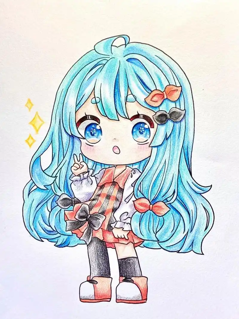 【比个耶7015】q版动漫人物彩铅手绘教程儿童画 96787878