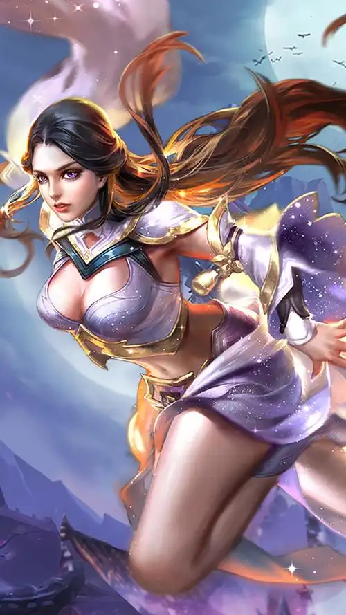 老版性感紫霞仙子 王者荣耀露娜消掉衣竖屏美图 - 空间壁纸网