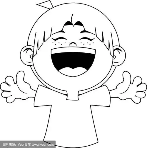 卡通快乐男孩笑图标平面设计