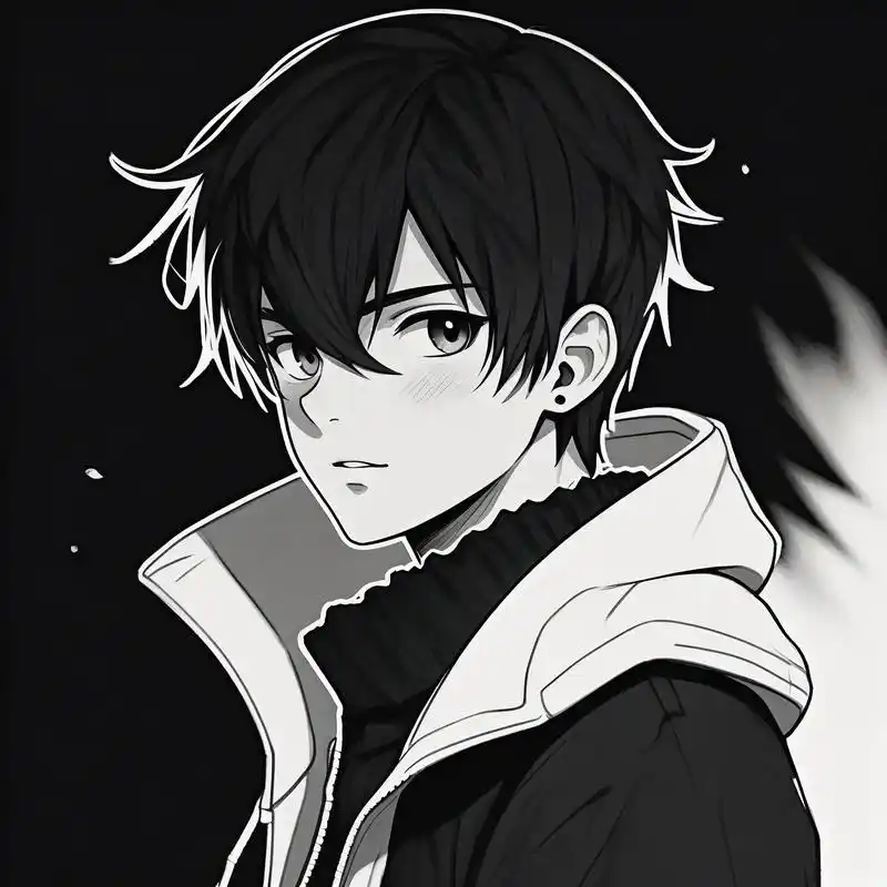 一组黑白素描风格的霸气冷酷男生头像,每一个细节都透露出不羁与个性