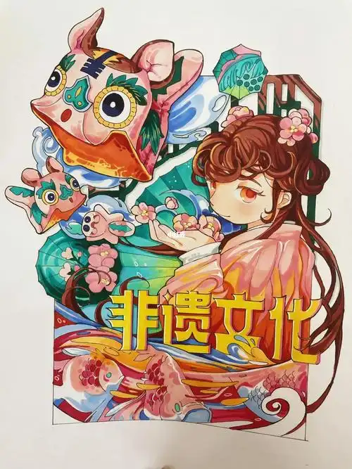 非遗文化主题视传考研海报 (学生手绘作品)