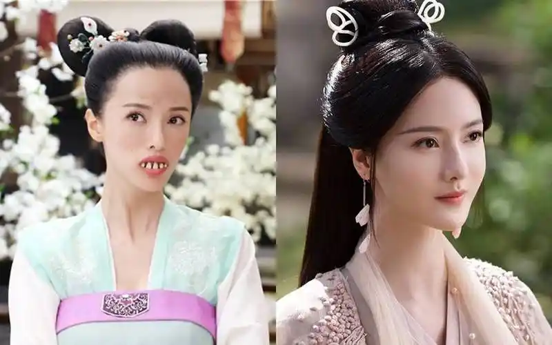 原创古装剧9位扮丑神颜女星赵丽颖变香肠嘴杨紫丑成经典张芷溪的神颜