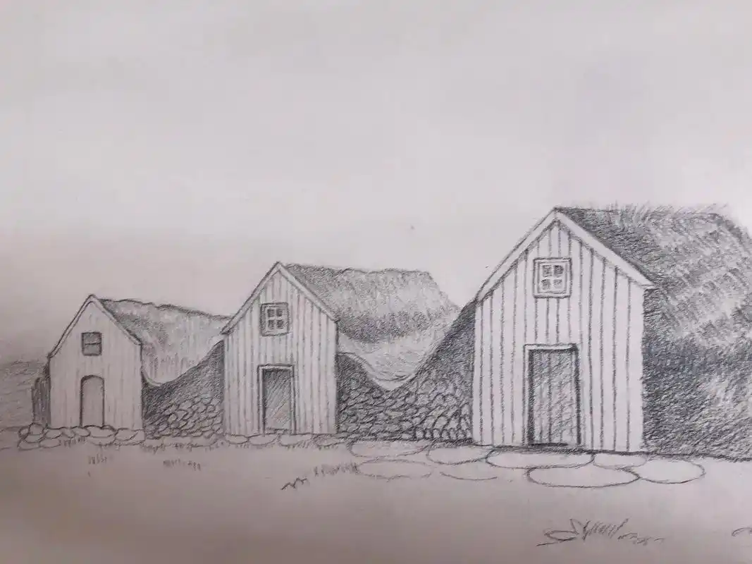 创作灵感 #炭笔风景画 #素描毛草屋 #一起画 - 抖音