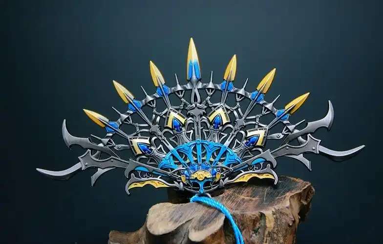 斗罗大陆武04大号孔雀翎扇子唐门暗器昊天锤金属模型摆件玩具套装