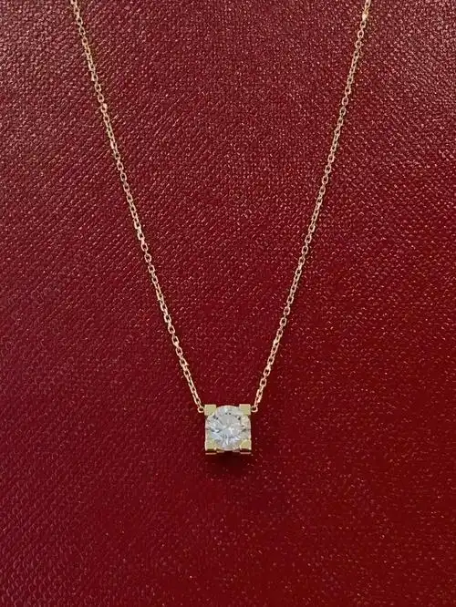 cartier卡地亚牛头款单钻项链玫瑰金