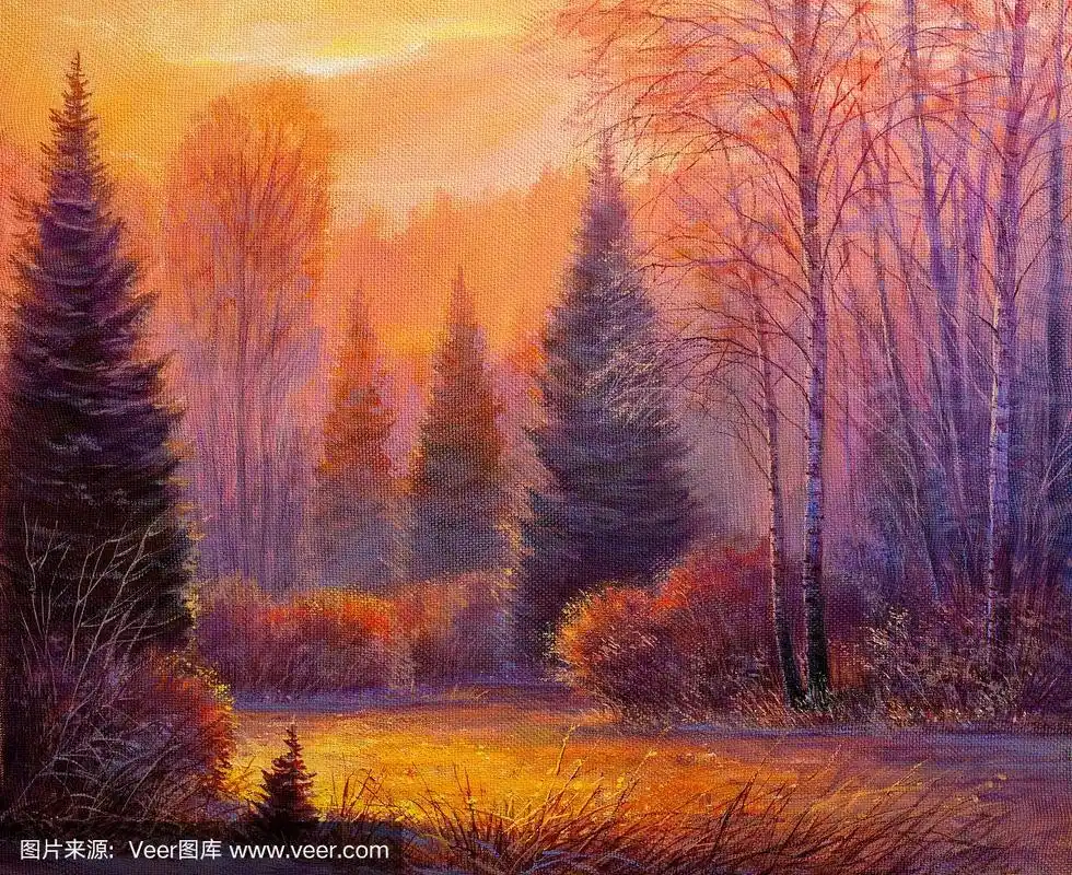 油画,森林,秋天,图像