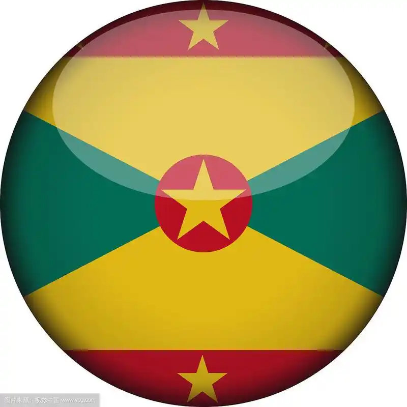 格林纳达国旗在光滑的圆形按钮图标