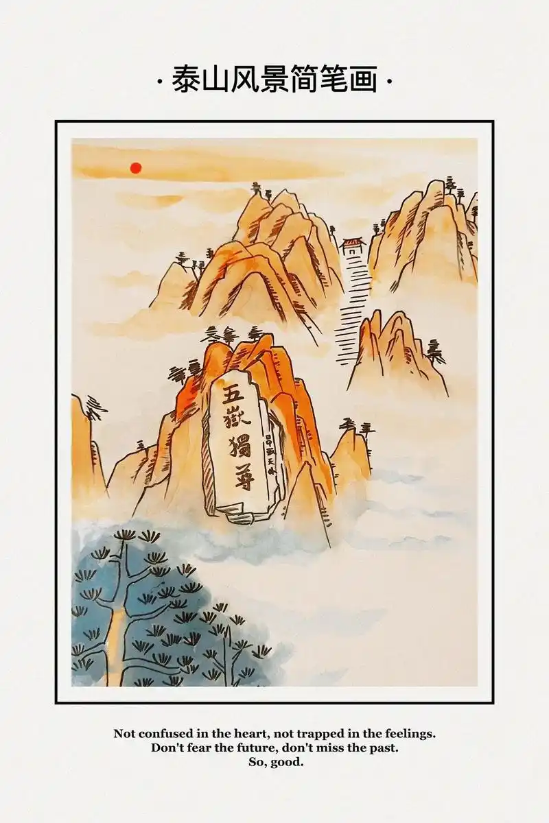 儿童简笔画泰山.泰山简笔画教程#泰山儿童画 #泰山日出 #儿 - 抖音