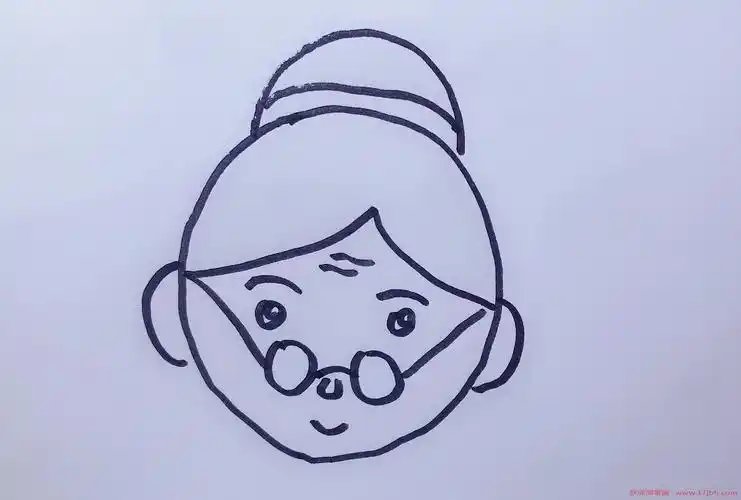 奶奶简笔画头像 奶奶怎么画-卡通人物简笔画-欣欣简笔画