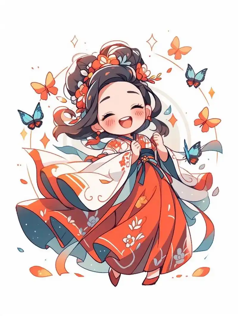 aigc|插画|线描|q版古风  🌸哇塞!看看这位超可爱的中国唐风公主吧!