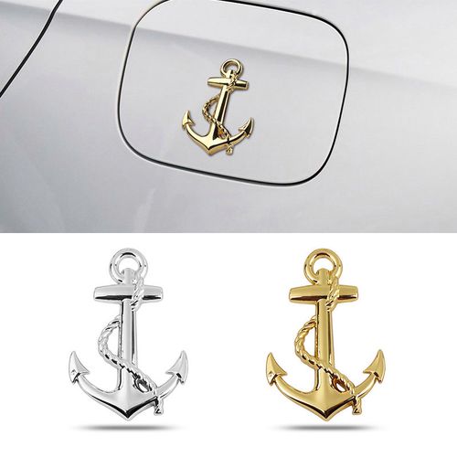 汽车个性装饰贴 船锚海军车标金属十字架海军车身贴 海盗船车尾标