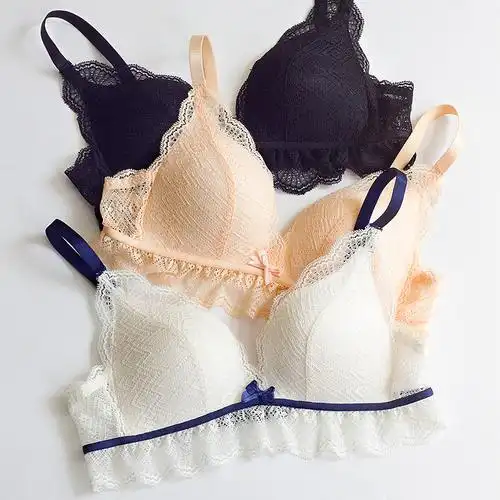 聚拢薄款蕾丝迹无带内衣女抹胸 去购买 90后萌妹子复古潮流蕾丝文胸