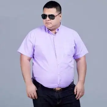 码衬衫男肥佬男装衬衣夏装加肥加大商务 68浅紫 185/2xl 穿155-170斤
