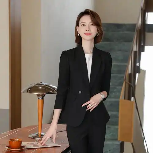 冬装厚款小西装女式职业装长袖西服外套女时尚气质