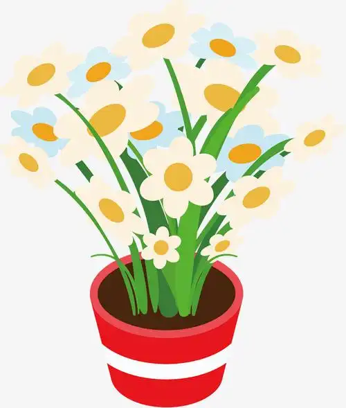 卡通盆栽盆栽鲜花矢量图下载
