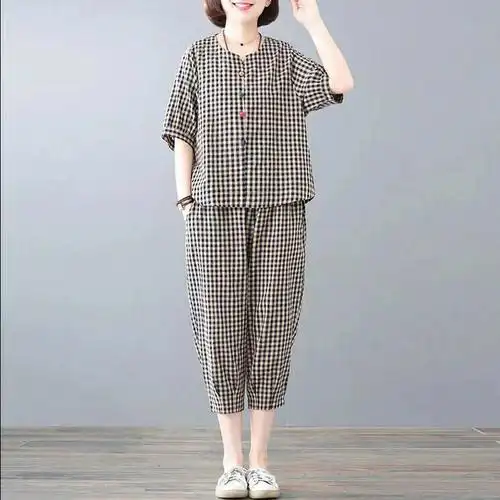 套装宽松显瘦大码女装洋气复古两件套