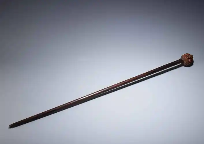 竹雕和合二仙拐杖