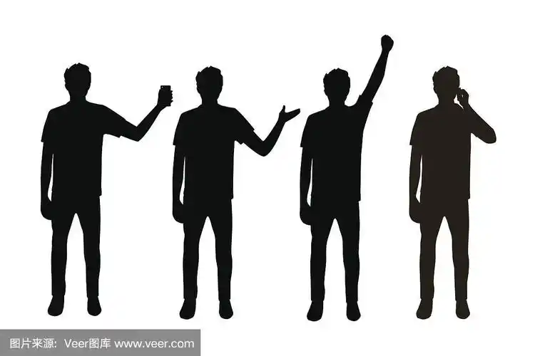 矢量插图四人剪影