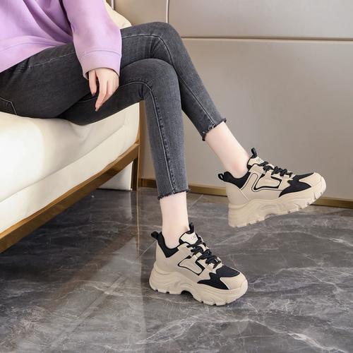 2023新款女士增高鞋8cm秋冬爆款老爹鞋小个子百搭厚底休闲运动鞋