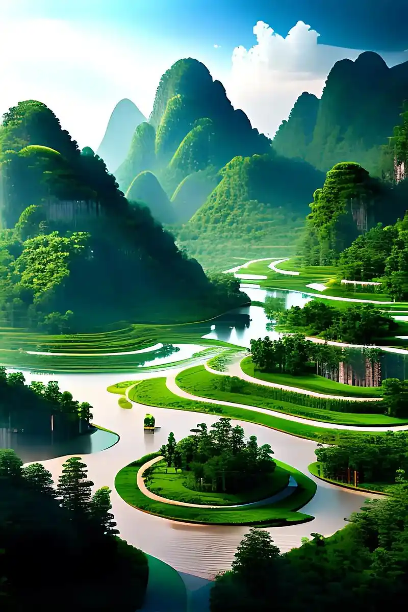 绿水青山绕乡间,水念山,山依水, 山水相伴,旖旎风光醉人间!