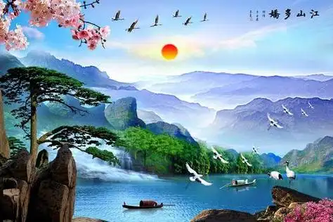 高清实景山水画图片 全景山水画图片
