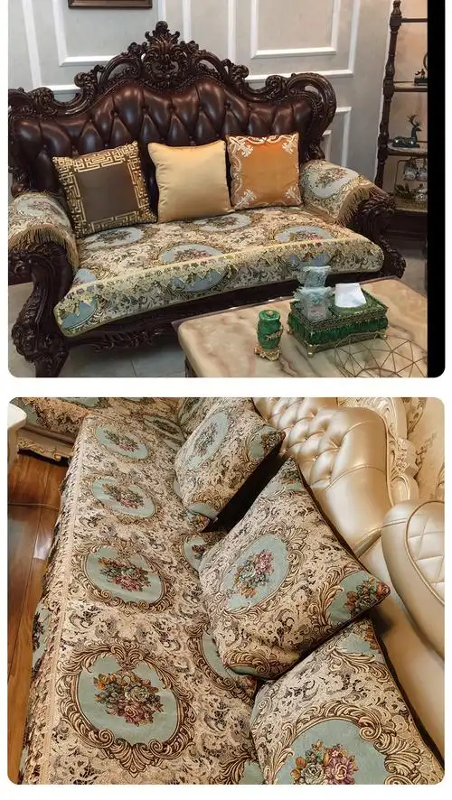 防滑沙发垫布料欧式提花面料抱枕雪尼尔沙发布料飘窗坐垫巾四季防滑