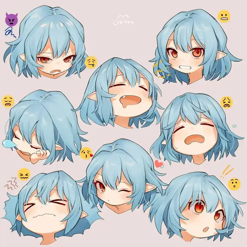 表情参考开心大笑哭泣生气byごとー