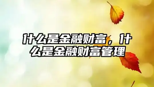 什么是金融财富,什么是金融财富管理