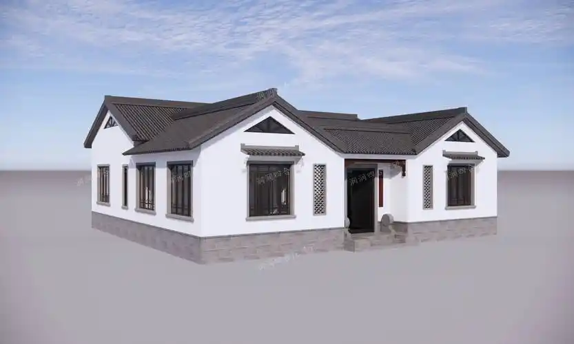 1814米传统一层四合院经典农村一层自建房润润四合院设计刘鹰