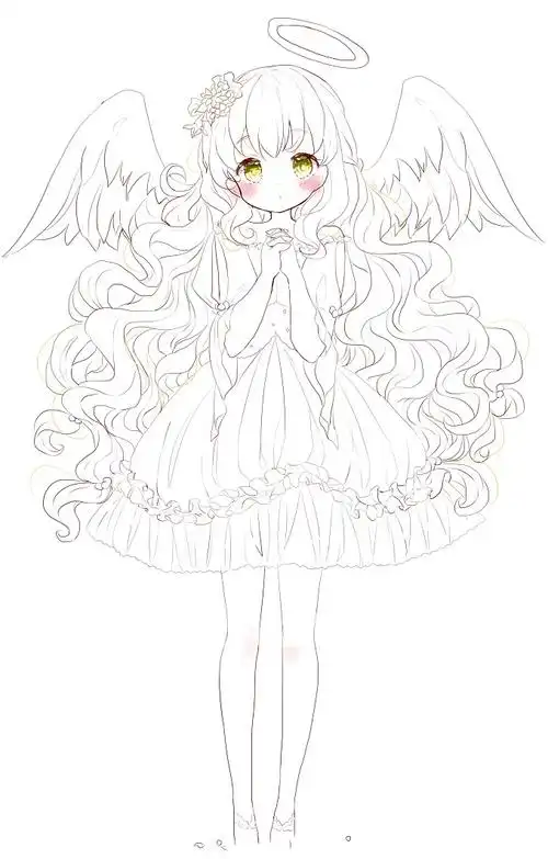 动漫人物手绘线稿图,新手很喜欢的萌妹子手绘