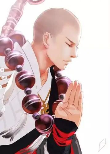 关于和尚的插画君入空门桃花碎