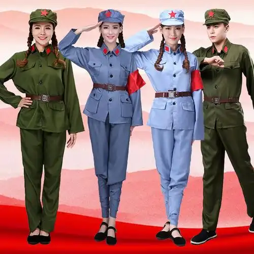 儿童红军表演服八路军新四军合唱红星闪闪军装成人亲子舞台演出服