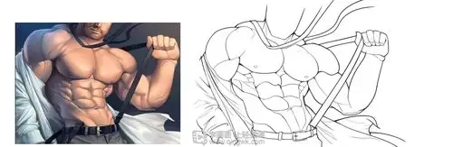 临摹男性肌肉角色人物肌肉绘画训练