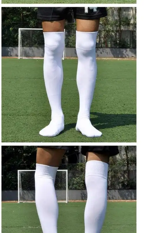 过膝加厚毛巾底运动袜防滑吸汗训练色足球长袜黑色成人码3845码鞋适合