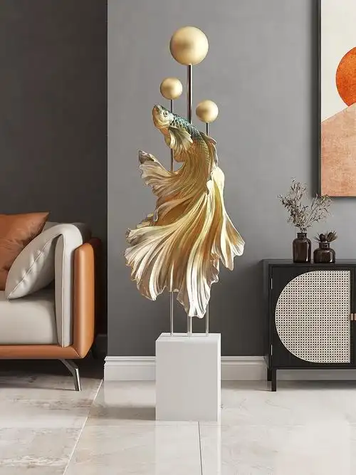 客厅 创意_客厅大型落地斗鱼摆件电视柜沙发旁边创意家居装饰品乔迁