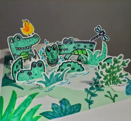 池塘里的小鳄鱼