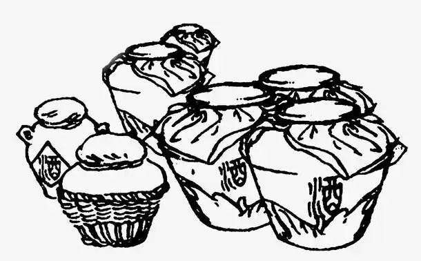 手绘黑色线条酒坛