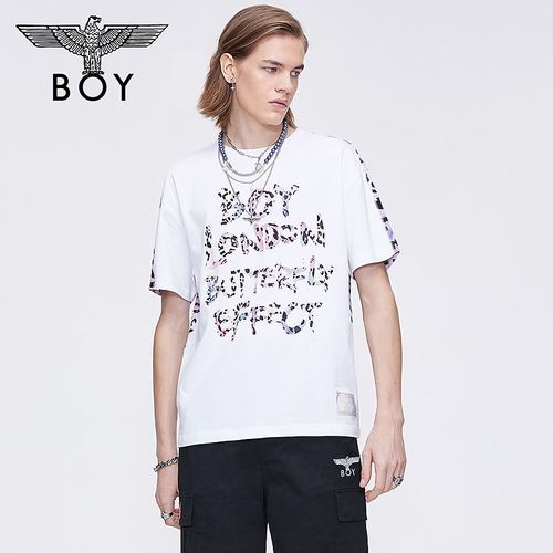 boy london旗舰22春夏新品豹纹文字印花短袖情侣t恤