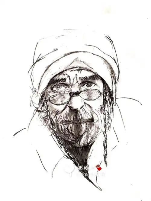 313炭笔人物速写沧桑的记忆