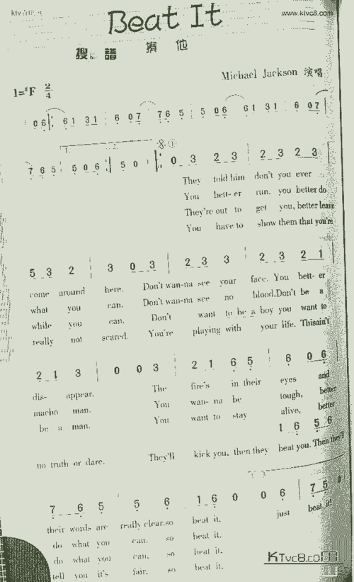 beat it_歌谱简谱_哆来咪123曲谱网