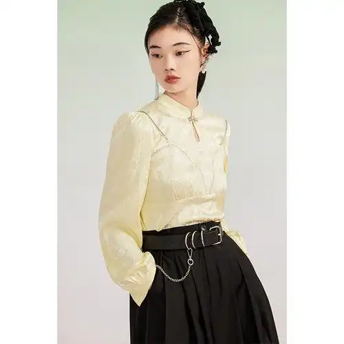 原创设计改良旗袍小衫女早秋新国风国风汉元素衬衫衬衫