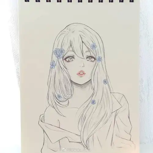 人物黑白动漫素材插画绘画线稿手绘女生男生长发短发