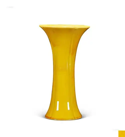 1349民国黄釉花口觚