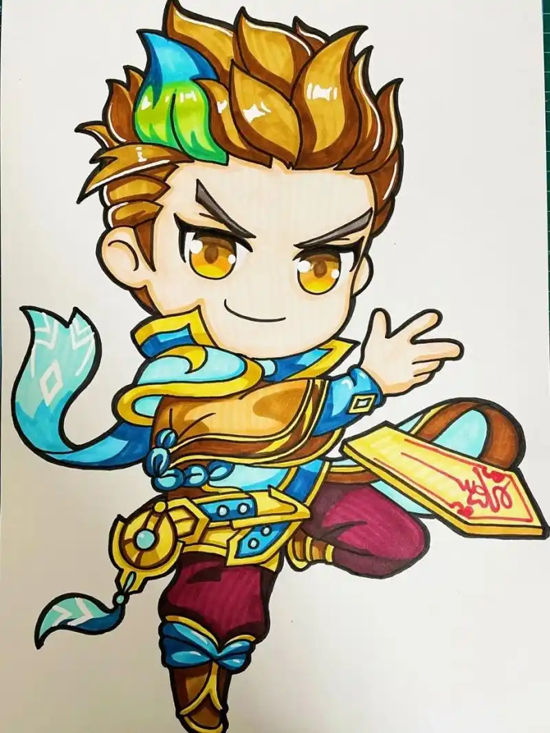 马克笔狄仁杰 q版人物游戏人物,狄仁杰,狄大人,王者荣耀,王者峡谷 笔