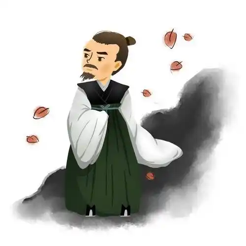 彩色手绘插画风格历史人物肖像古人屈原图片免抠素材