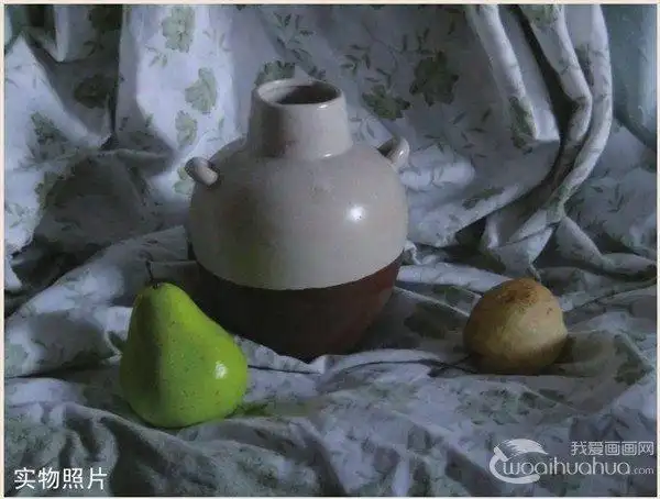 水粉静物组合罐子和水果的入门画法