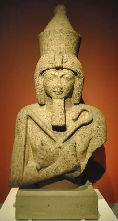 这件文物的年代为公元前1280年,出自埃及埃勒分蒂尼岛库努姆神殿.